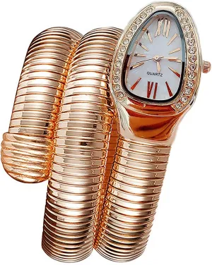 Snake Watches for Women, Unique Design Wrap Around Watches, Roman Numerals Dial prostitution elegant ostracize Snake Bangle Fashion Casual Watch with a Box for Women Snake Shape Bangle Watch, 