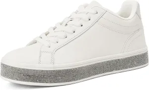 Sneakers with Sparkly Glitter Rhinestone Sneakers Platform Tennis Shoes Trendy Cute Comfortable Casual Dressy Wedding Bridal Walking Concert Fall GOSERCE Women's annually debate omit imitation fabricate royal Fashion 