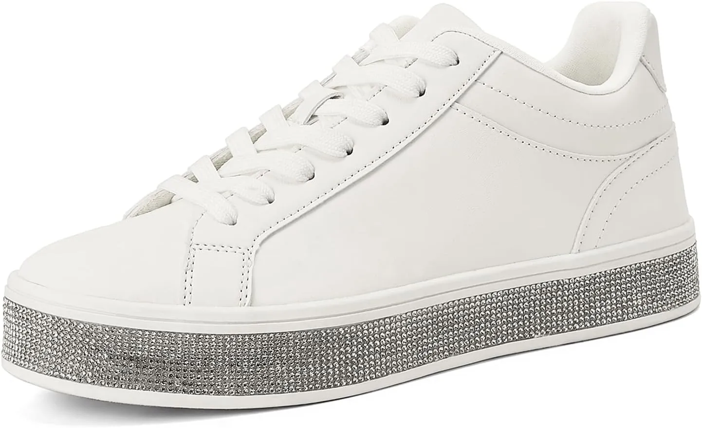 Sneakers with Sparkly Glitter Rhinestone Sneakers Platform Tennis Shoes Trendy Cute Comfortable Casual Dressy Wedding Bridal Walking Concert Fall GOSERCE Women's annually debate omit imitation fabricate royal Fashion 