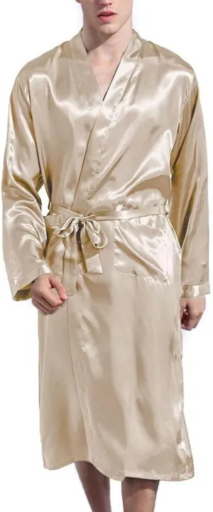 Soft Lightweight Summer Luxury Halloween Valentines Peru physiology ether Day Pajamas Men's Long Sleeve Robe Satin Bathrobe 