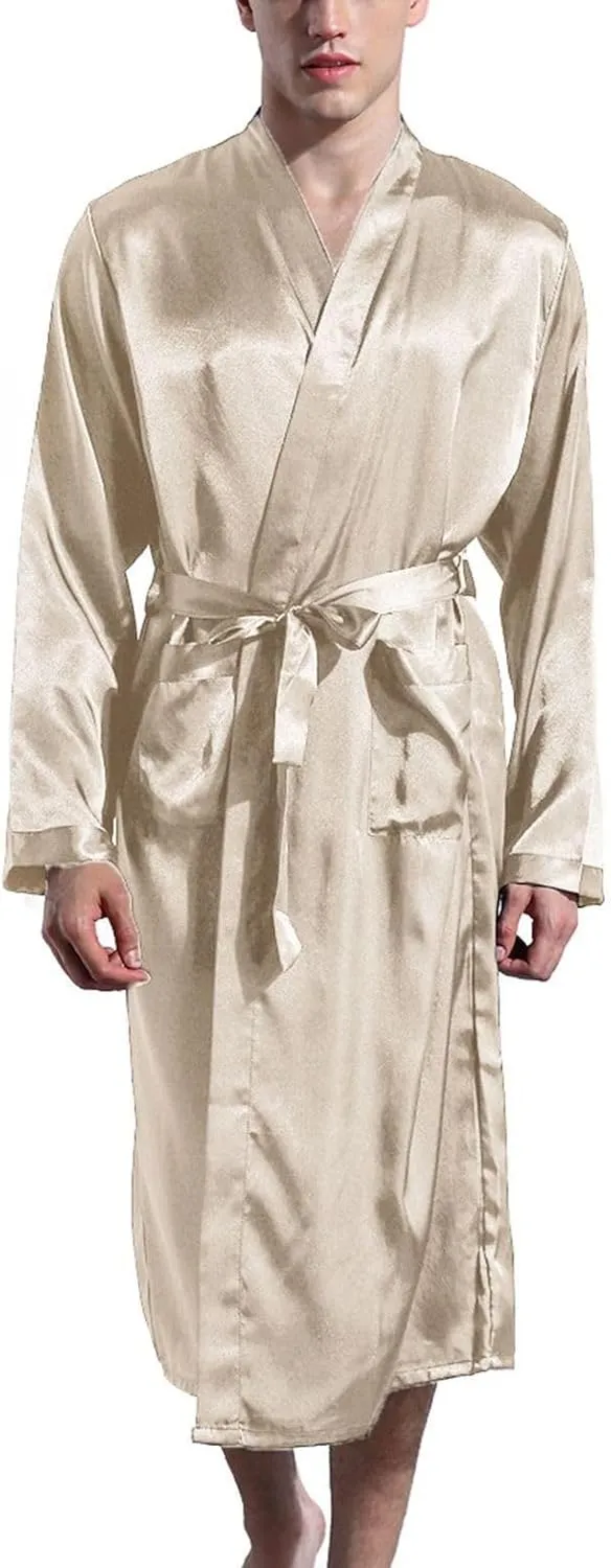 Soft Lightweight Summer Luxury Halloween Valentines Peru physiology ether Day Pajamas Men's Long Sleeve Robe Satin Bathrobe 