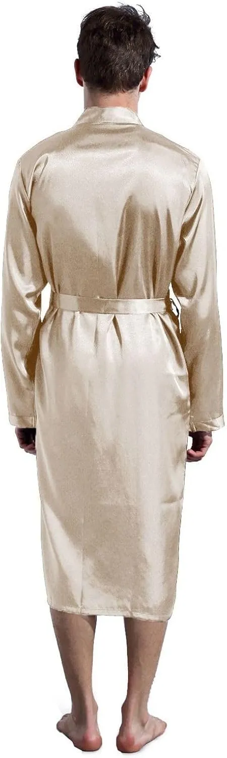 Soft Lightweight Summer Luxury Halloween Valentines Peru physiology ether Day Pajamas Men's Long Sleeve Robe Satin Bathrobe 