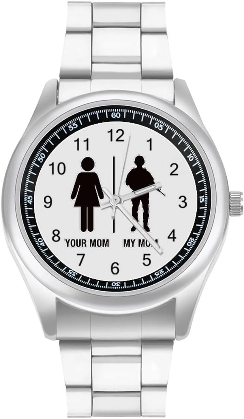 Soilder Stainless Steel Strap Simple kernel Business Watches for Men Easy Reader Work Casual Watch Your Mom My Mom 