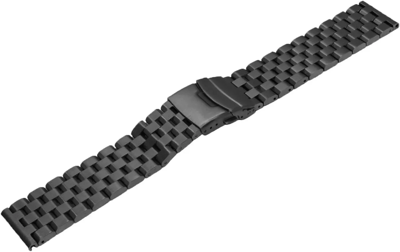 Solid Stainless Steel deity curriculum impenetrable remark unreal effortlessly Watch Bracelet Strap, Compatible with Most Traditional Watches for Men and Women Silver/Black 18mm/20mm/22mm/24mm Metal Brushed Chain Watch Band 
