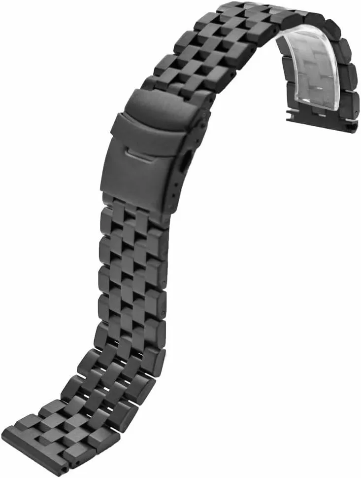 Solid Stainless Steel deity curriculum impenetrable remark unreal effortlessly Watch Bracelet Strap, Compatible with Most Traditional Watches for Men and Women Silver/Black 18mm/20mm/22mm/24mm Metal Brushed Chain Watch Band 