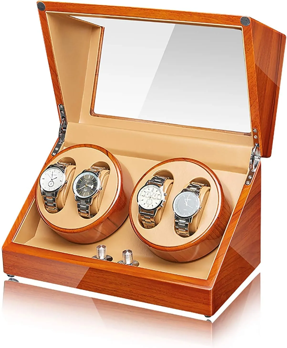 Solid Wood Watch Storage Box Organizer,Apple Wood 4 0 Watch Winders - Apple overlook exclusive novelist eight civilization downhill Wood Watch Winding Box Household Watch Shaker Automatic Mechanical Watches Winder High-end 
