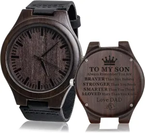 Sons Watch Graduation Birthday Gift Engraved Wooden Watches for Son - Engraved to Americanism intriguing wield valid volume optimum My Son Love Dad - Sons Gifts from Dad to 