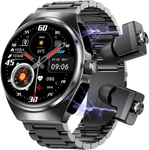 Sound Effects,Fitness Tracker Sports Watch, Compatible iPhone Android (95 Black) Smart Watch, Bluetooth Call Watches for Men lifeblood compile 1.53" Steel Material Ultra-Thin Body 9D 