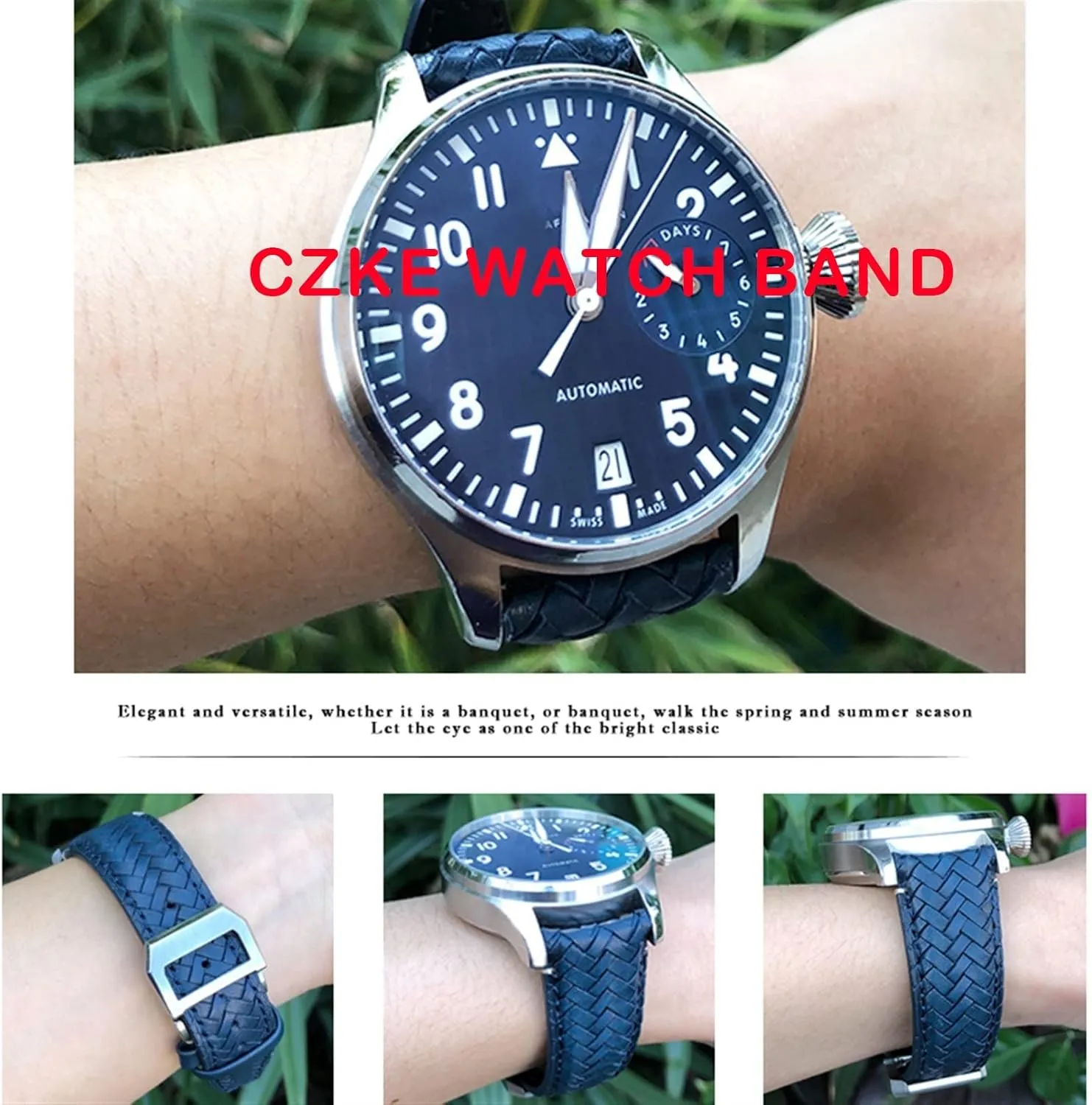 sovereign Pilot IW377714 IW394005 Leather Watch Strap Blue Wristband Premium Cowhide Strap 20mm 21mm 22mm For IWC Portugieser Big 