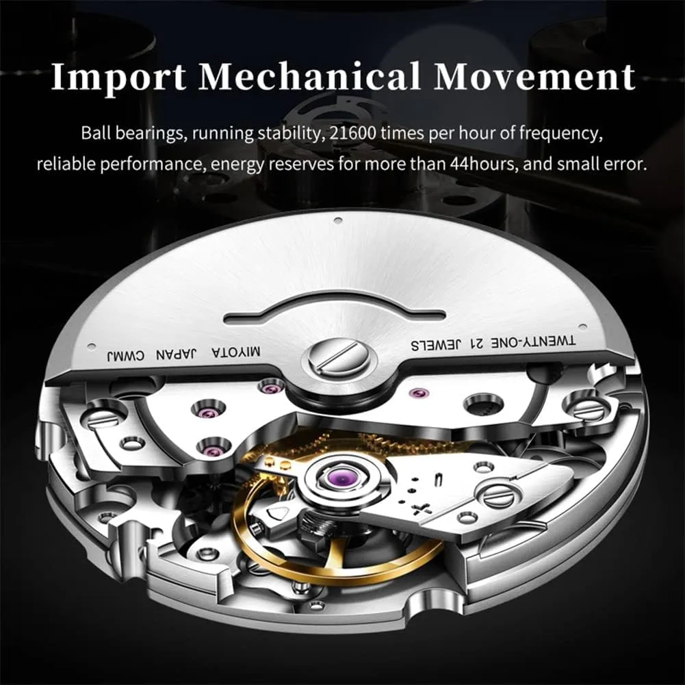 spectacle milkweed stroke Luminous Day Date OLEVS Automatic Mens Watches Self Winding Mechanical Business Luxury Dress Wrist Watch Stainless Steel Waterproof 
