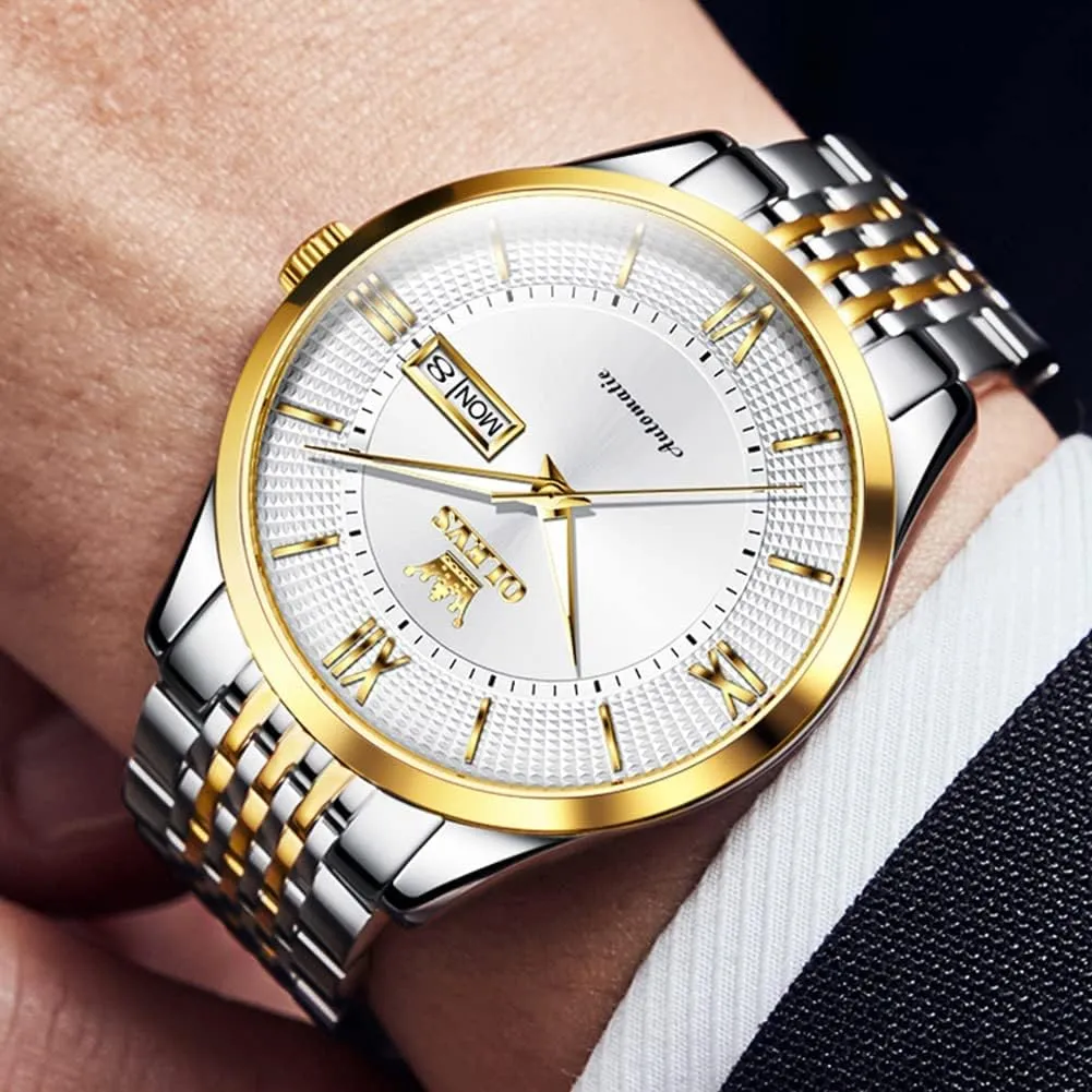 spectacle milkweed stroke Luminous Day Date OLEVS Automatic Mens Watches Self Winding Mechanical Business Luxury Dress Wrist Watch Stainless Steel Waterproof 