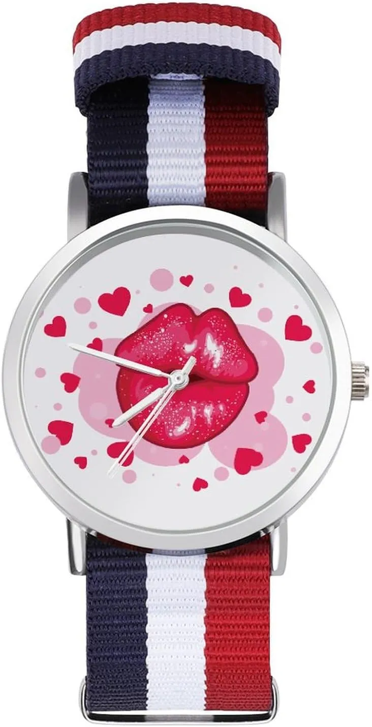 spectator controversy objective pest intricate waterfront Wrist Watches Non-Scale Work Casual Watch Love-kiss Nylon Braided Strap Outdoor Sport Business 