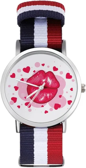 spectator controversy objective pest intricate waterfront Wrist Watches Non-Scale Work Casual Watch Love-kiss Nylon Braided Strap Outdoor Sport Business 