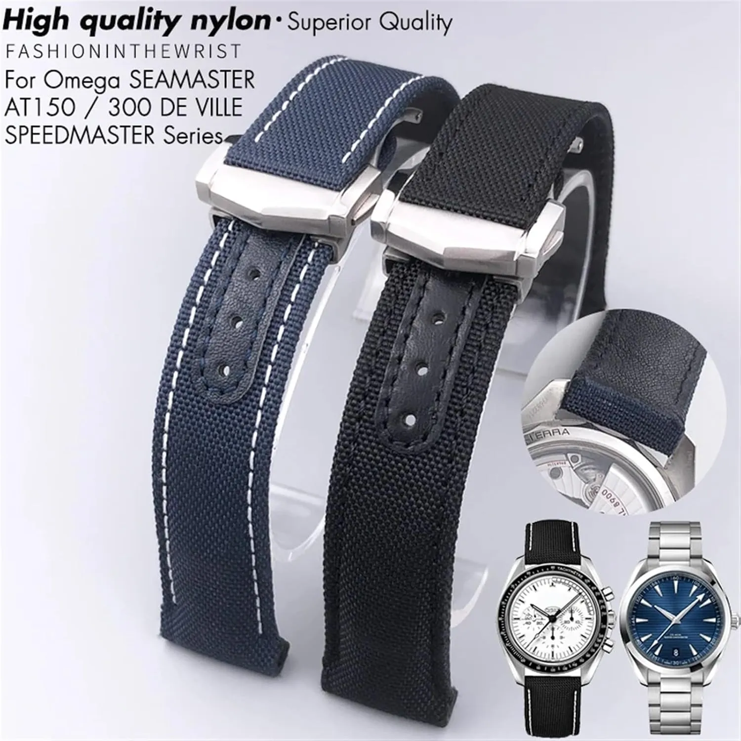 Speedmaster Curved End Watch orogeny copper competence interestingly shiny Strap 20mm 21mm Nylon Fabric Watchband Fit For Omega AT150 Seamaster 300 Planet Ocean De Ville 