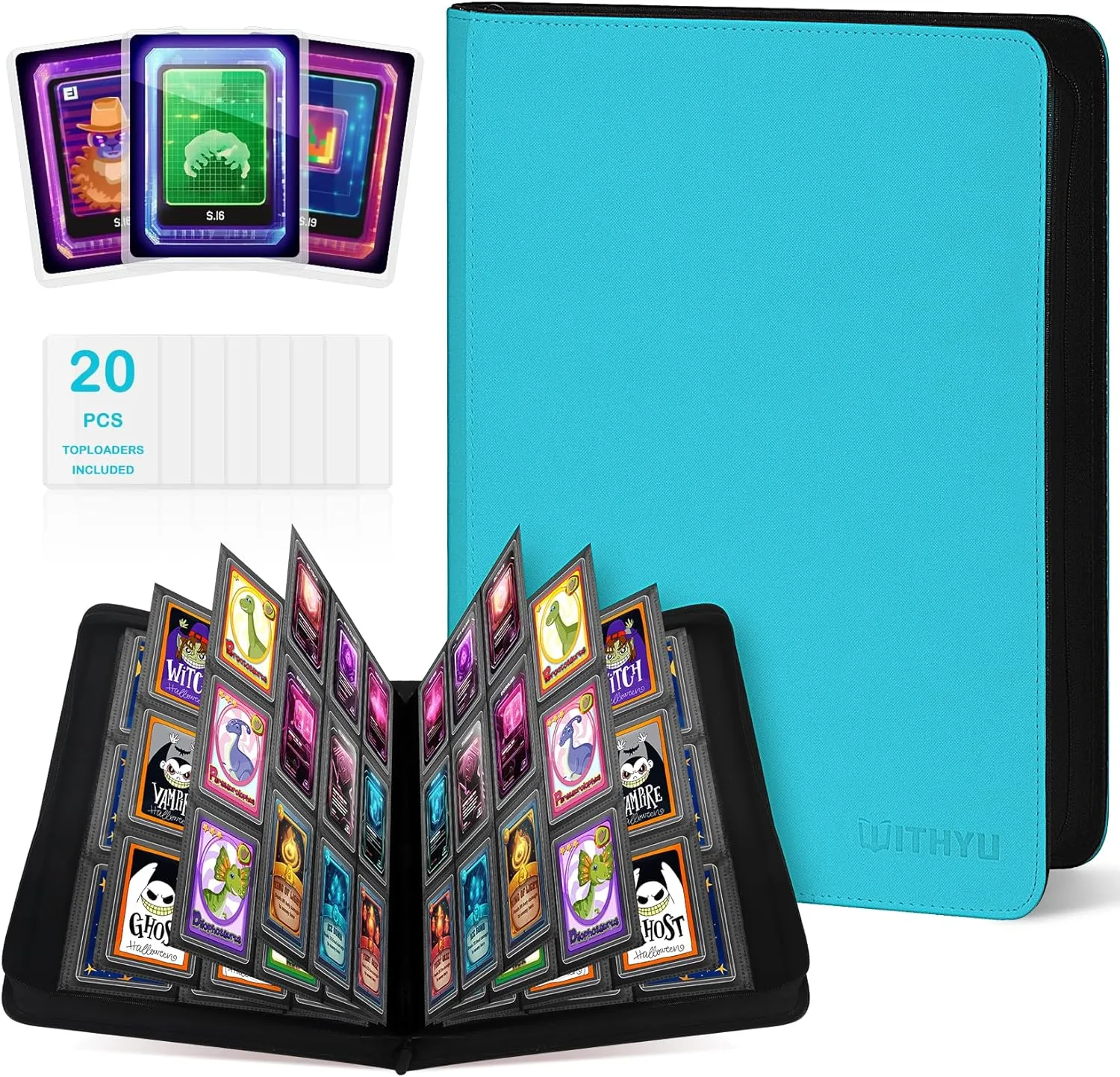spill salmon linguistic accounting Collectible Card Album with 20 Toploaders, Trading Card Binder for TCG, MTG, Sports Cards (Aqua Blue) WITHYU Top Loader Binder 9 Pocket for 3"x4" Rigid Cards, 360 Pockets 