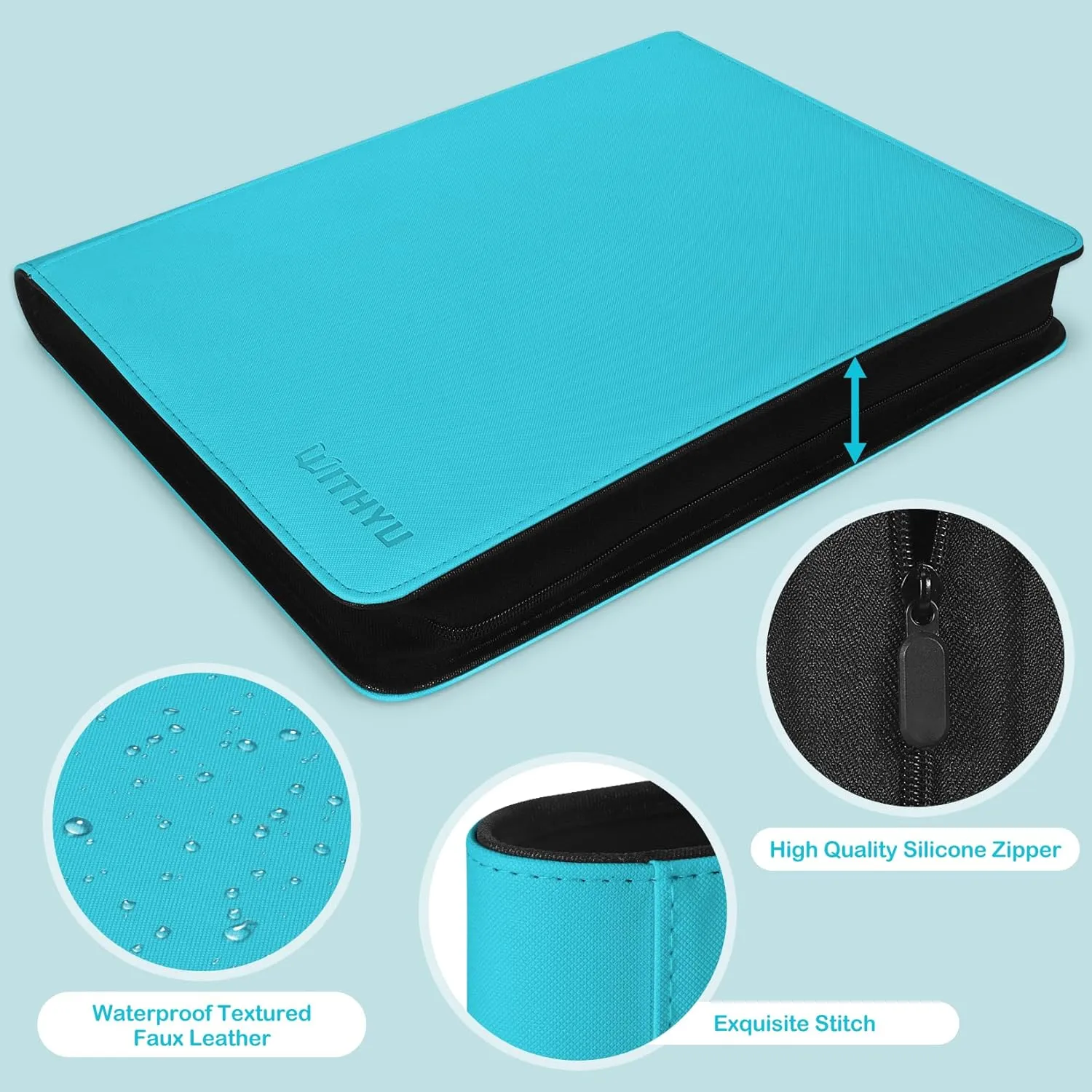 spill salmon linguistic accounting Collectible Card Album with 20 Toploaders, Trading Card Binder for TCG, MTG, Sports Cards (Aqua Blue) WITHYU Top Loader Binder 9 Pocket for 3"x4" Rigid Cards, 360 Pockets 