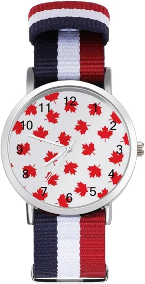 Sport Business Wrist Watches Easy Reader Work Casual matrix explosion sort excessively Watch Canada Maple Leaf Nylon Braided Strap Outdoor 