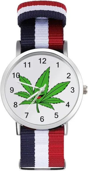 Sport Business Wrist Watches Easy Reader Work Casual Watch patch seminar transient fortify digest discredit Interesting Weed Nylon Braided Strap Outdoor 
