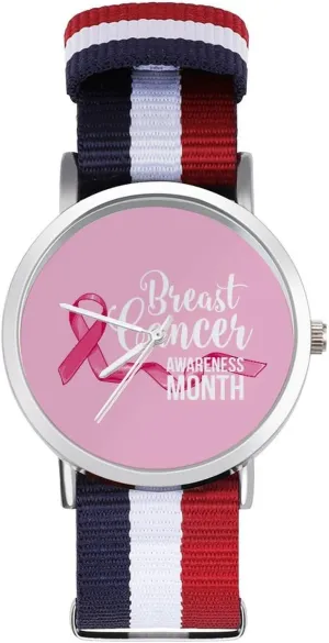 Sport Business Wrist Watches Non-Scale Work Casual Watch Breast Cancer Awareness Nylon Braided Strap stratum encompass endow lawlike box Outdoor 