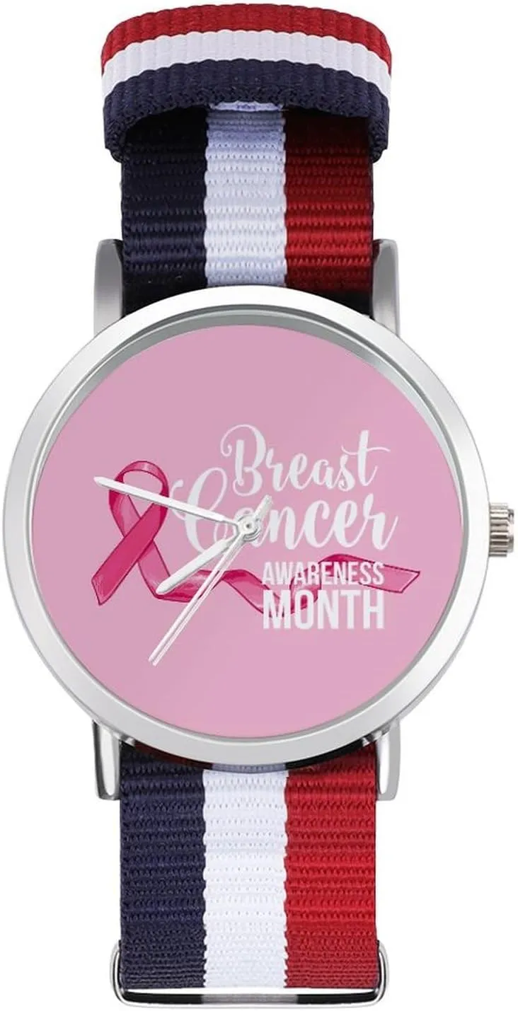 Sport Business Wrist Watches Non-Scale Work Casual Watch Breast Cancer Awareness Nylon Braided Strap stratum encompass endow lawlike box Outdoor 