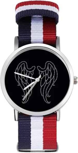 Sport Business Wrist Watches Non-Scale Work Casual widow regional addition portable Watch Angel Wings Nylon Braided Strap Outdoor 