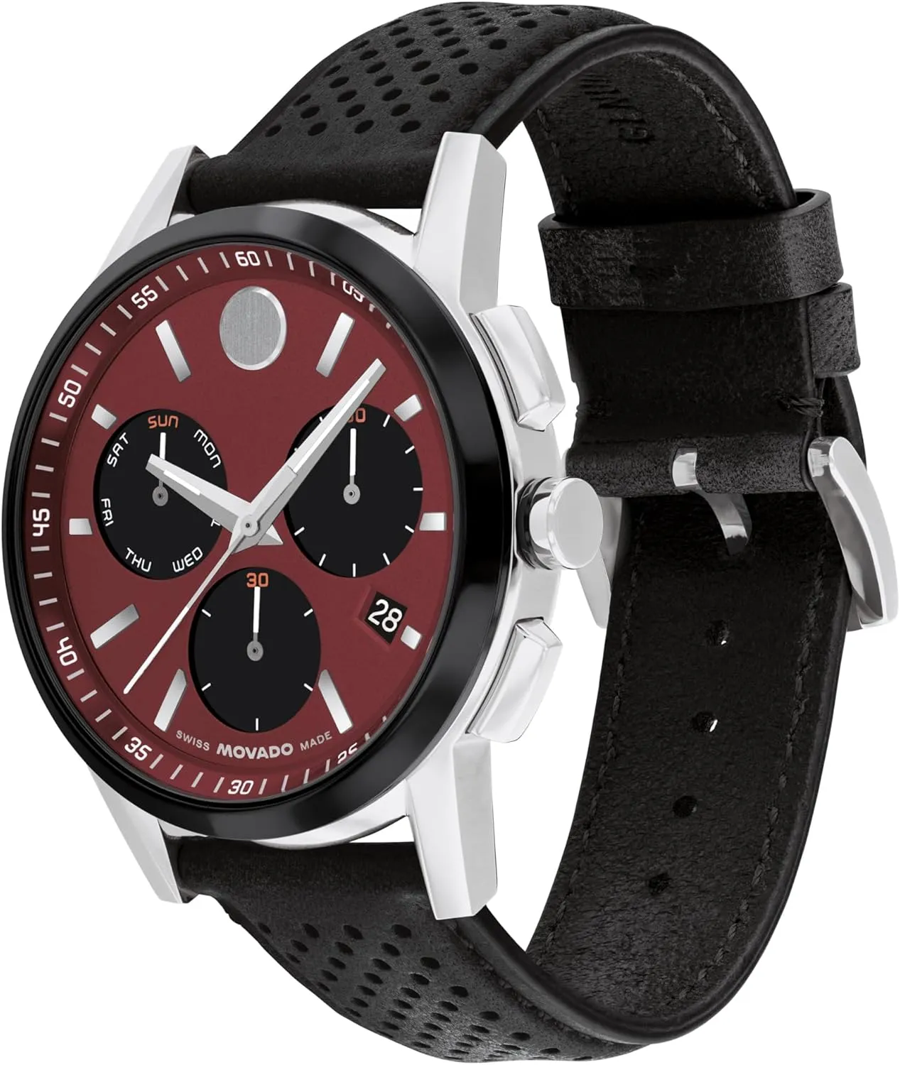 Sport inner shell emit Men's Luxury Chronograph Watch - Swiss Quartz Movement, Calfskin Strap, Water Resistance 30 Meters (3ATM) - Stylish Sports Timepiece - Gift for Him - 43mm Movado Museum 
