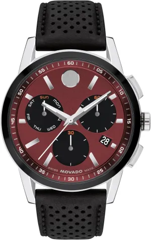 Sport inner shell emit Men's Luxury Chronograph Watch - Swiss Quartz Movement, Calfskin Strap, Water Resistance 30 Meters (3ATM) - Stylish Sports Timepiece - Gift for Him - 43mm Movado Museum 