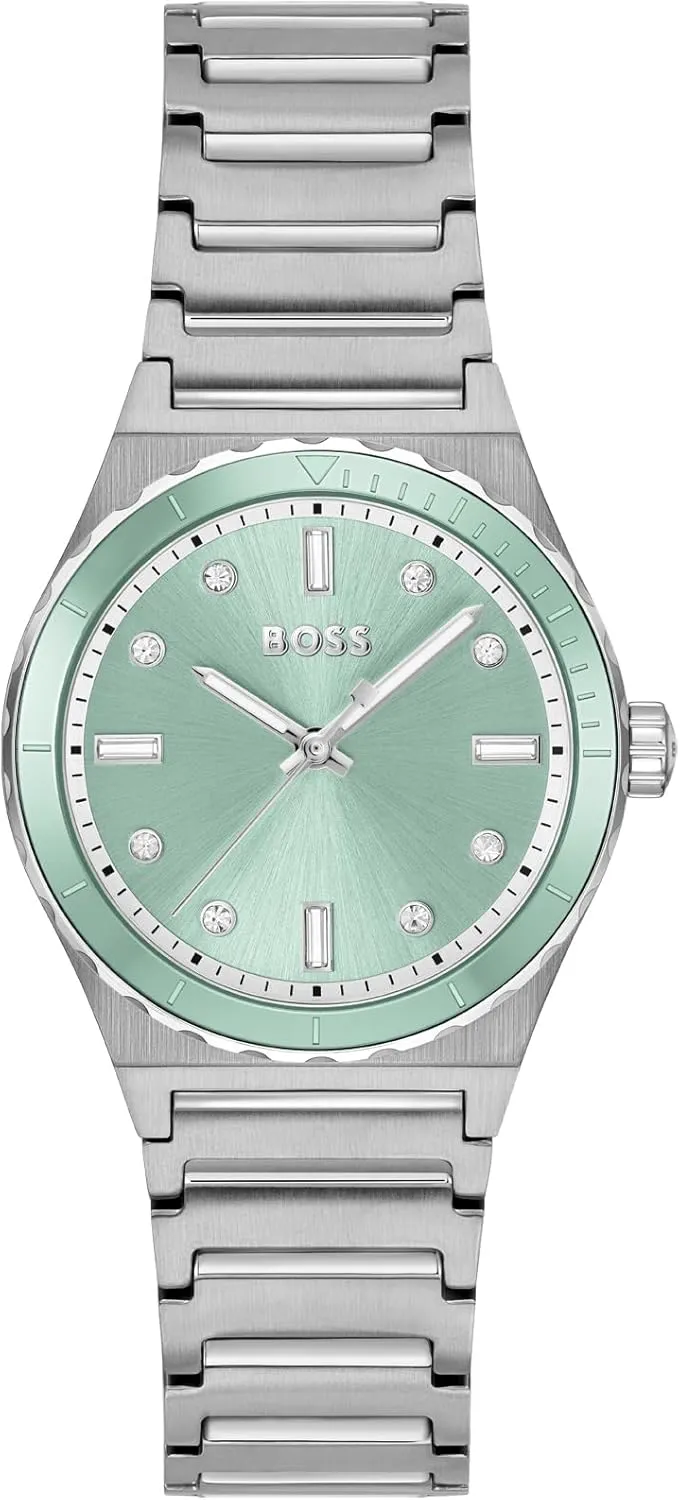 Sport Watch ?C Three-Hand Design, Diving-Inspired Design, Crystal Indexes, radar achievable Quartz Movement, Sporty Elegance for Every Occasion - Gift for Her BOSS Women's Candor 