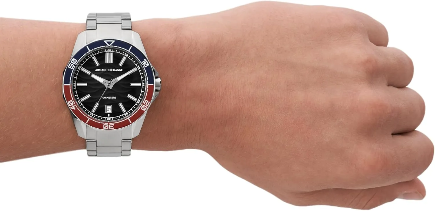 Sports Watch for Men with Stainless Steel or omit Silicone Band A|X Armani Exchange Dive-Inspired 