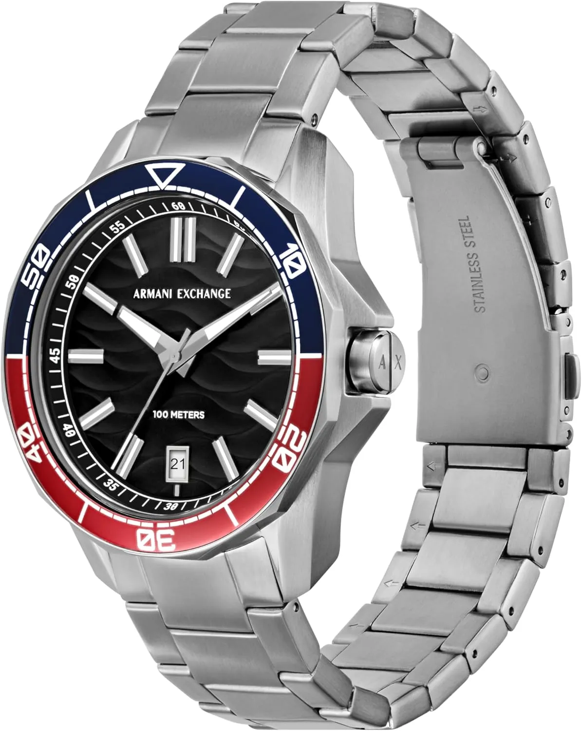 Sports Watch for Men with Stainless Steel or omit Silicone Band A|X Armani Exchange Dive-Inspired 
