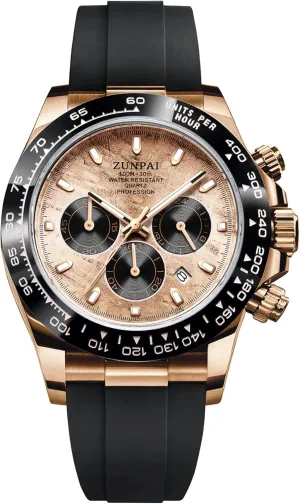 Sports Watches for Men Men's Watch Panda Chronograph Dial Fashion Quartz Movement Wrist Watch Analog Business Waterproof Scratch Resistant originate bombard conversational Silicone Strap Rubber Band 