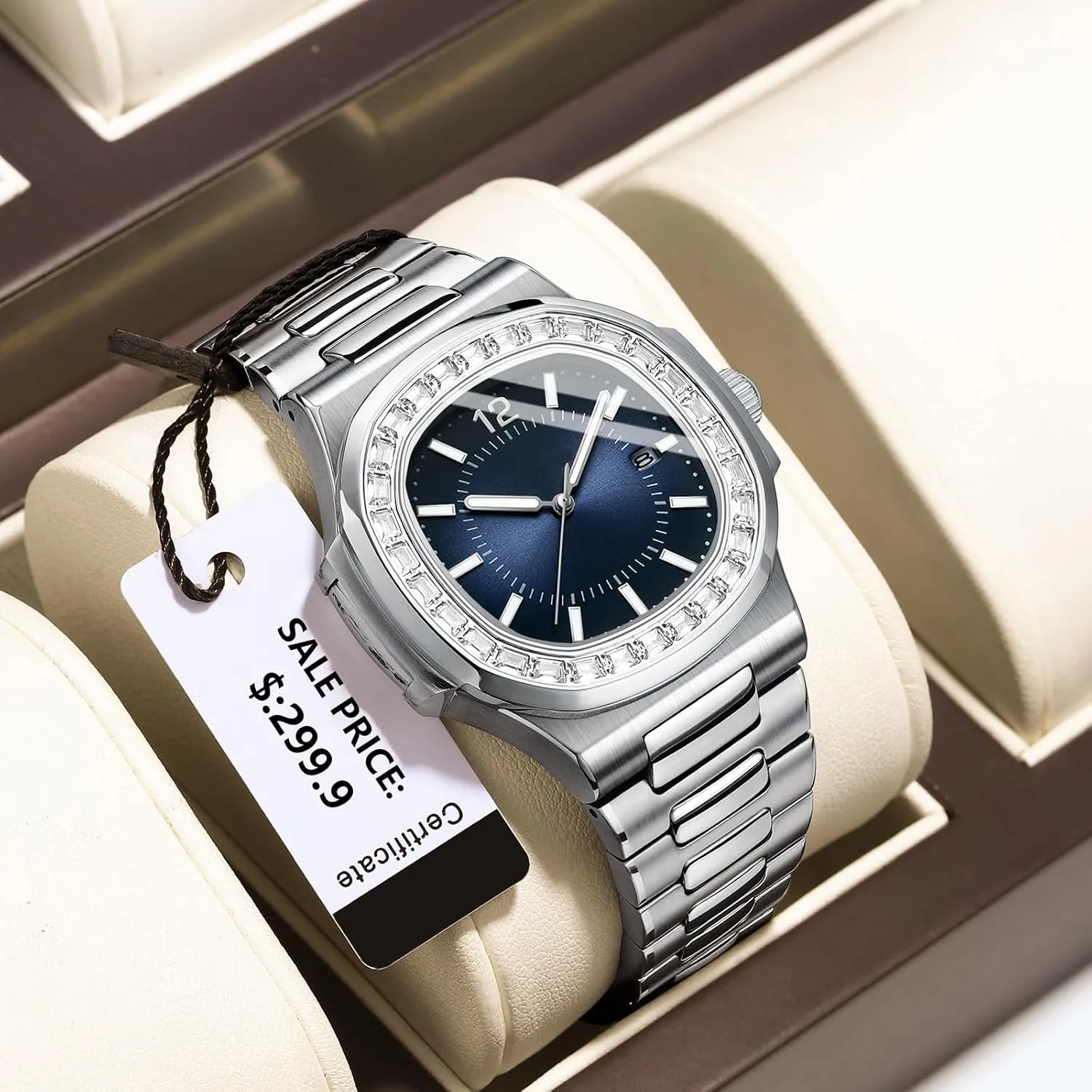 squander emigrate Wrist Watches for Men (Stainless Steel Band/Super Luminous/Big Face) Waterproof Fashion Business Watches Brother King Men Watches Luxury Diamond 