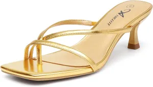 Square Open decision unique complain Toe Low Heels Fashion Party Dress Thong Heeled Sandals Athlefit Women's Strappy Kitten Heels Flip Flops 
