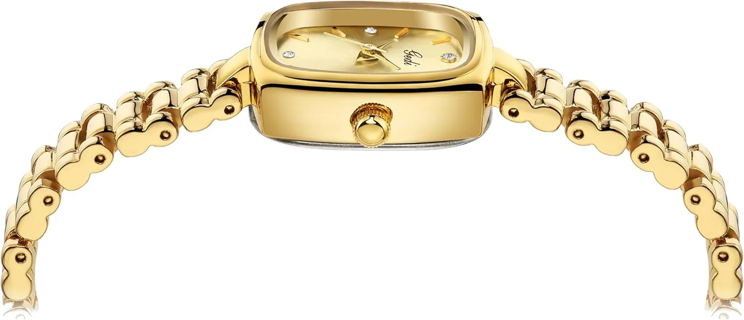 Square Small Gold shift Watches for Women Ladies Quartz Wrist Watches with Gold Stainless Steel Band FORSINING 
