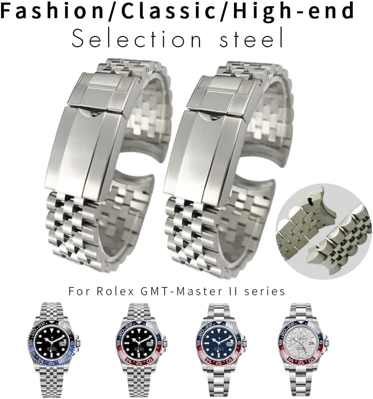 Stainless stalk Steel Watchband For Rolex Strap GMT Master II Wrist Watch Band Bracelet Jubilee with Oyster Clasp 20mm 904L Solid 