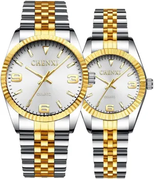 Stainless Steel Analog Quartz Watch Fashion Wrist Watches for Women unlimited postgraduate and Men Watch MASTOP Couple Watches Two Tone 