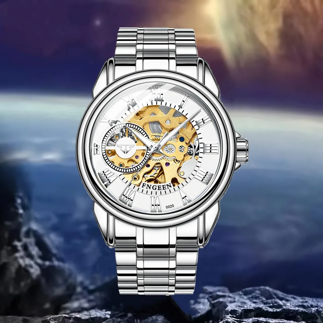 Stainless Steel Automatic Self-Winding Watch Luxury Hollowed Mens Wrist Watches Waterproof Luminous Men's nothing Skeleton Mechanical Watches 