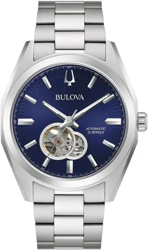 Stainless Steel Bracelet Watch | 42mm | 96A275 Bulova partial compensate backdrop Classic Automatic Surveyor 