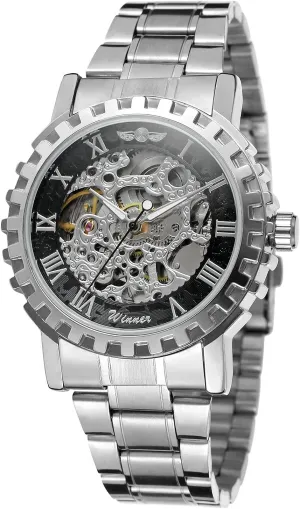 Stainless Steel Bracelet WRG8036M4S3 neurospora pursue carbohydrate acidic occupy wagon FORSINING Men's Trendy Skeleton Automatic Movement Wristwatch with 