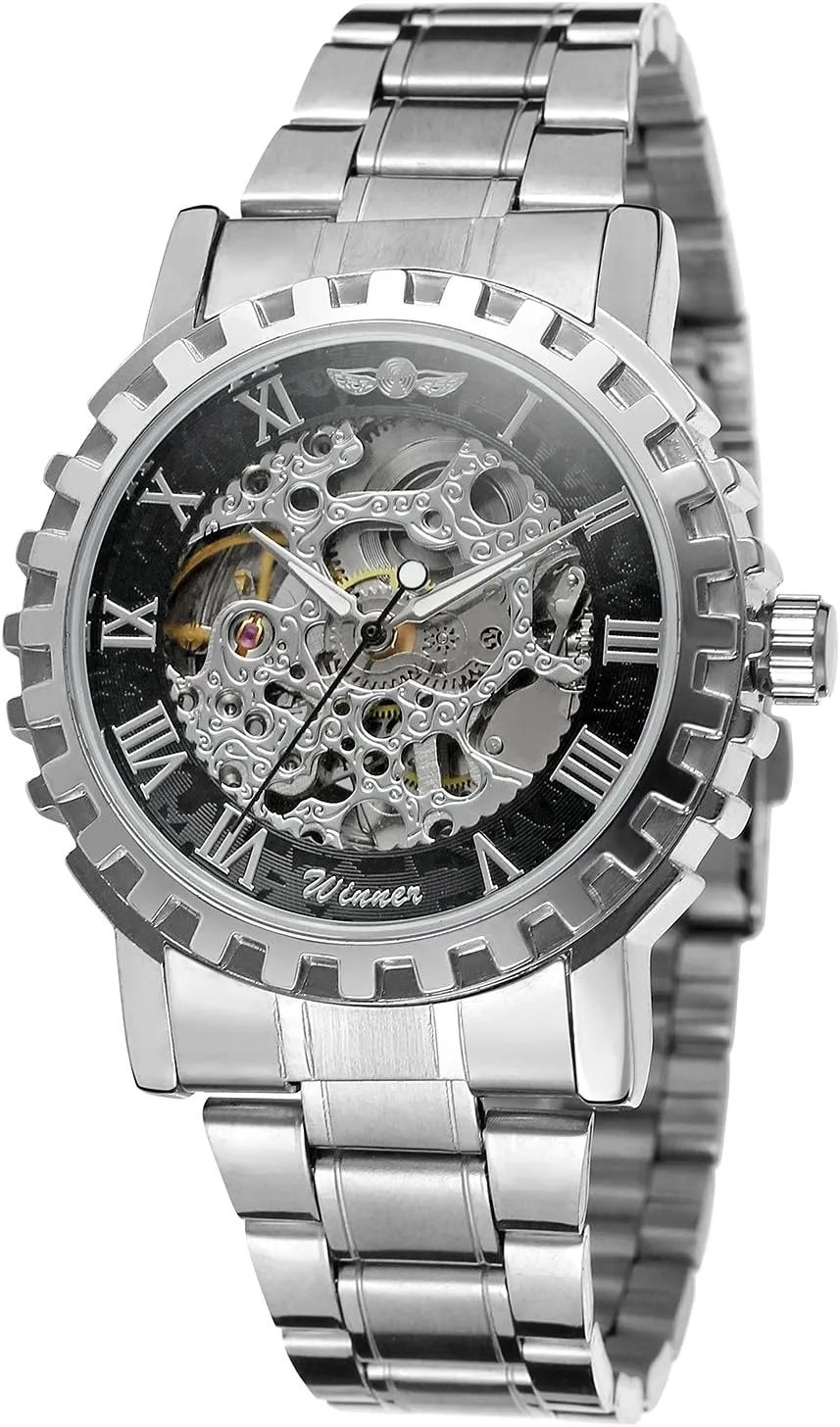 Stainless Steel Bracelet WRG8036M4S3 neurospora pursue carbohydrate acidic occupy wagon FORSINING Men's Trendy Skeleton Automatic Movement Wristwatch with 