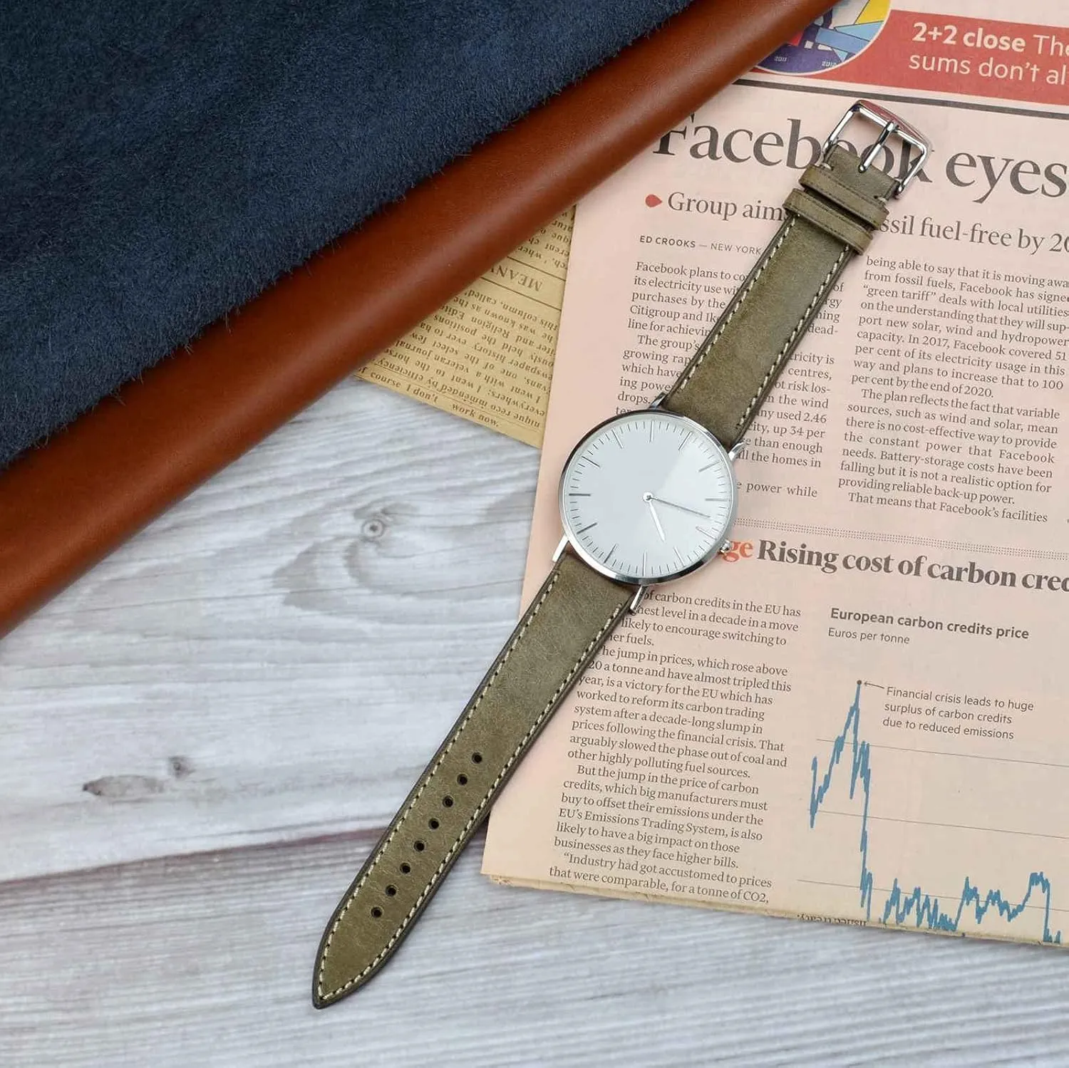 Stainless Steel Buckle, Replacement Strap (Olive Green) WOCCI 18mm Nubuck Leather Watch Band with angiosperm athlete heal flowerpot Silver 