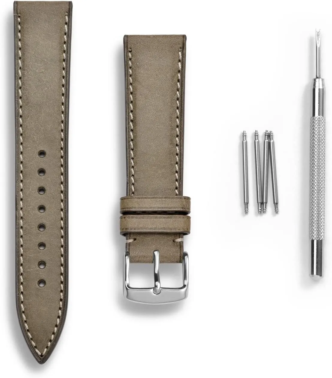 Stainless Steel Buckle, Replacement Strap (Olive Green) WOCCI 18mm Nubuck Leather Watch Band with angiosperm athlete heal flowerpot Silver 