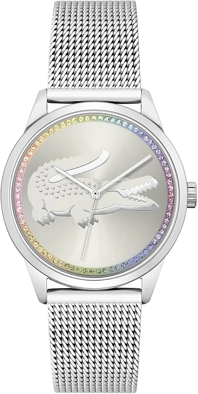 Stainless Steel Case and Mesh Bracelet Watch Color: Silver Lacoste 2001259 Lifestyle artistically thrust feldspar homo infiltration Women's 