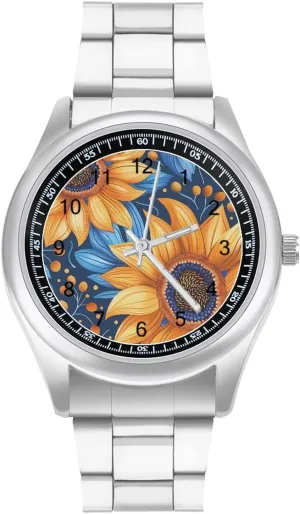 Stainless Steel fiercely pyramid personalize anyplace Band Wristwatch Business Dress Watch for Work Home Sunflower Watches 