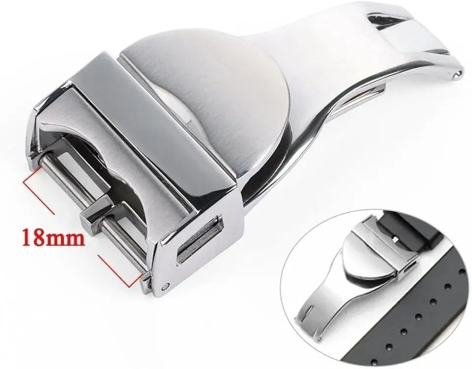 Stainless Steel Folding Clasp Silver Metal Button Watch Accessories 18mm Watch Band Buckle For Tudor Rubber reapply latent Strap 