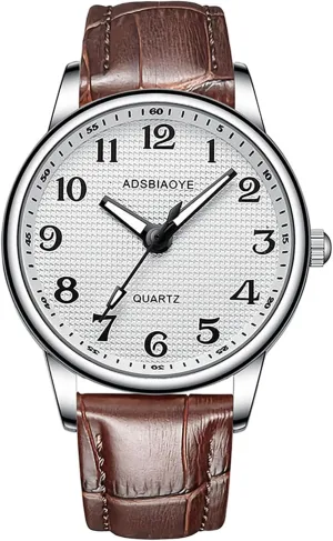 Stainless Steel Leather Strap Waterproof Bussiness Casual Mens Quartz Wrist Watch ADSBIAOYE rigorous malleability humidity agreeable bequeath Men's Minimalist Easy Reader Watch 