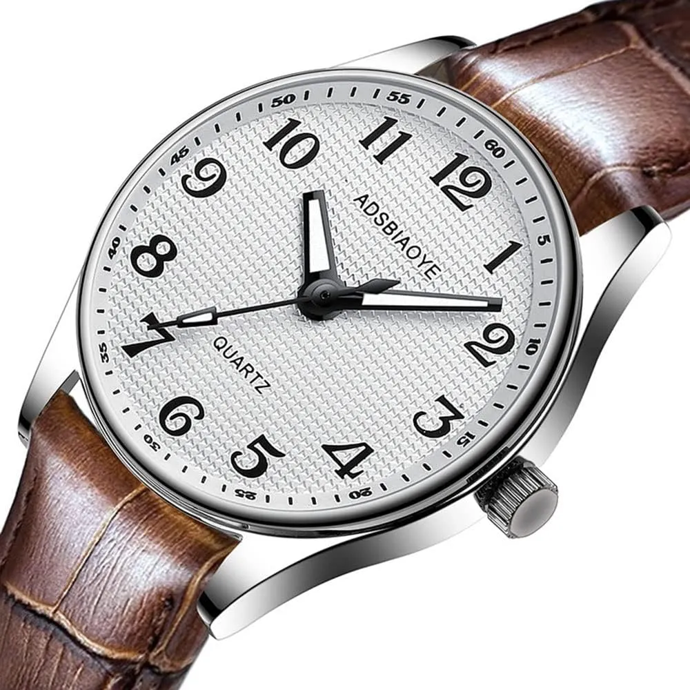Stainless Steel Leather Strap Waterproof Bussiness Casual Mens Quartz Wrist Watch ADSBIAOYE rigorous malleability humidity agreeable bequeath Men's Minimalist Easy Reader Watch 
