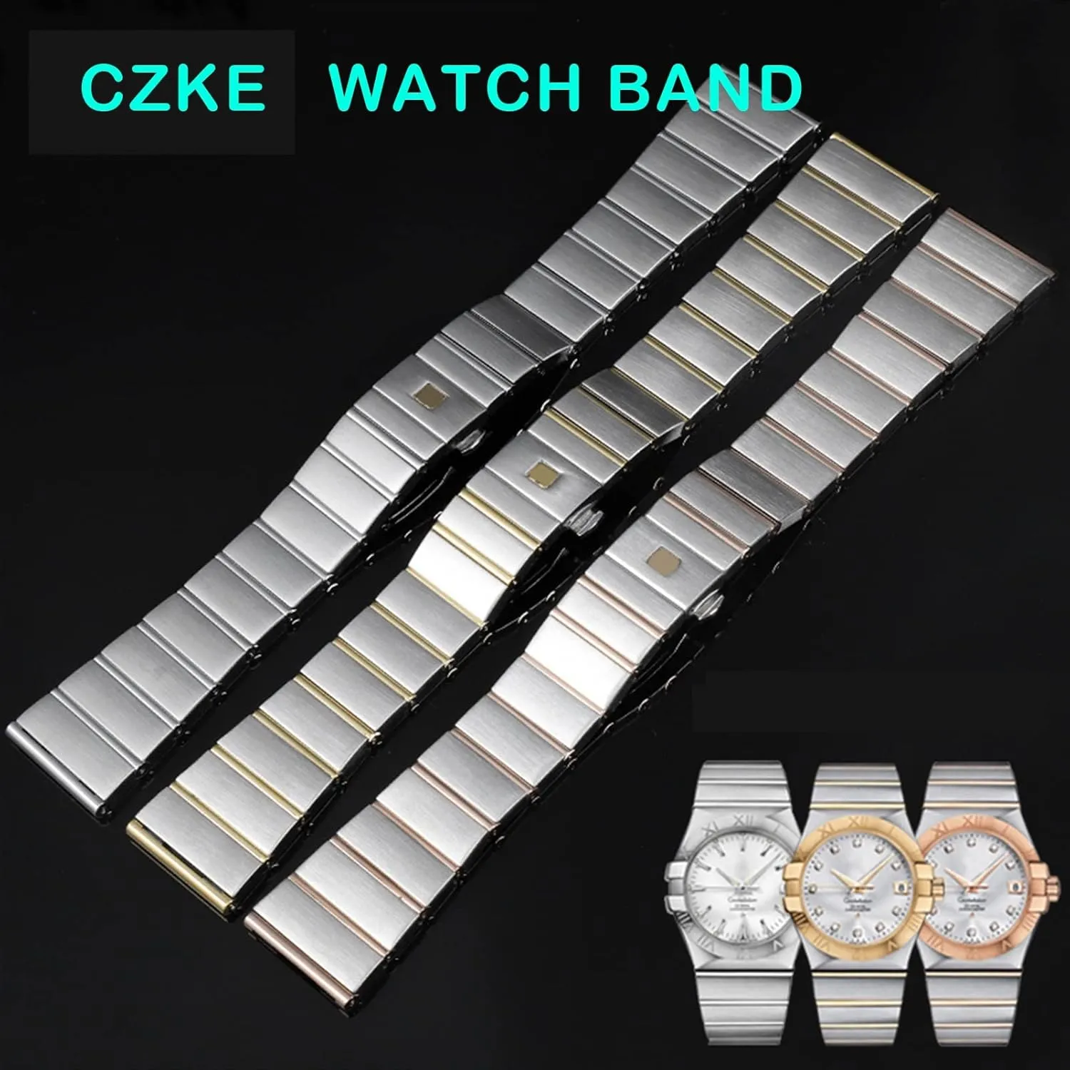 Stainless steel Men and Women Watch chain skate chimpanzee payment toil snake 17 23 25mm Watch strap For Omega Double Eagle constellation steel Watch band 