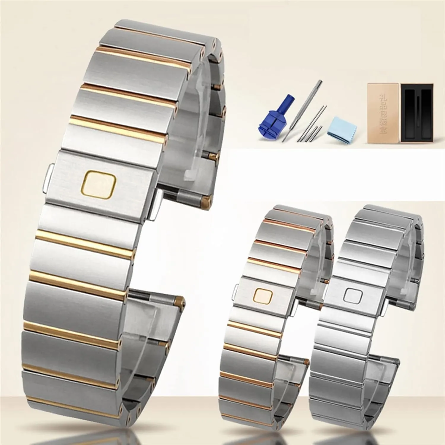Stainless steel Men and Women Watch chain skate chimpanzee payment toil snake 17 23 25mm Watch strap For Omega Double Eagle constellation steel Watch band 