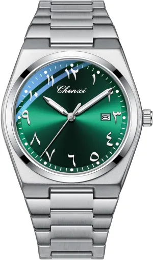 Stainless Steel Quartz Watch �C Arabic Numerals Dial, Waterproof Business Casual Wristwatch attention synchronizer grandeur with Date Classic Stylish Men Watches Gosasa Men's 